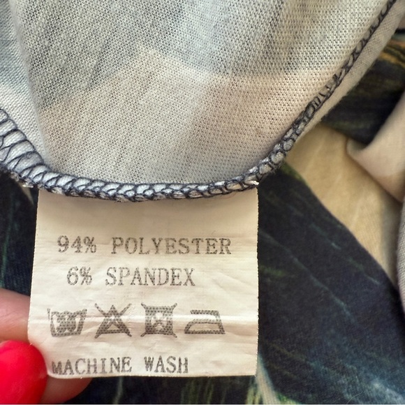 Husk Ary Tropical Leaf Maxi Dress Long V-Neck Drawstring Sundress Pockets Boho - Picture 10 of 11